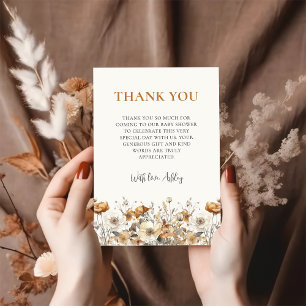 Fall Wildflower Autumn Baby Shower Thank You Card