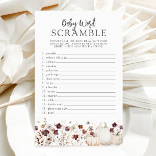 Fall Wildflower Baby Shower Word Scramble Game