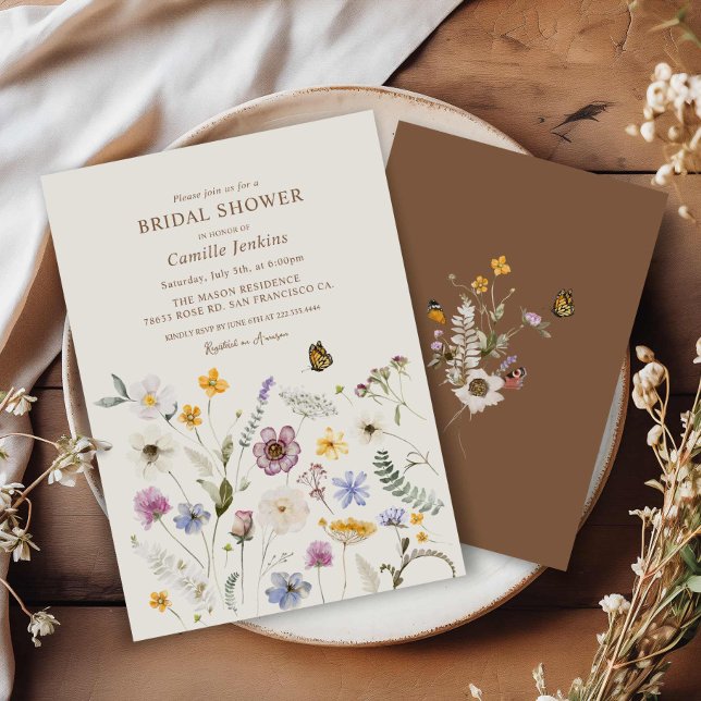 Fall Wildflower Boho Bridal Shower  Invitation (Wildflower Fall Boho Bridal Shower Invitation)