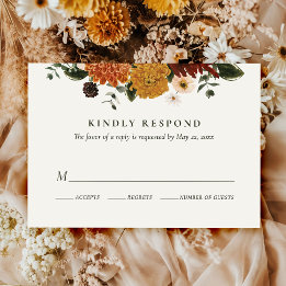 Fall Wildflower Boho Wedding RSVP Card