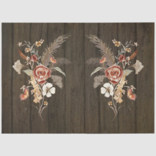 Fall Wildflower Bouquet Pampas Grass Decoupage Art Tissue Paper