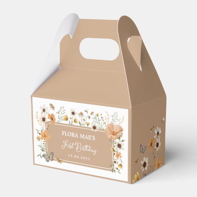 Fall Wildflower Butterfly Tea Party Birthday Favour Box (Front Side)