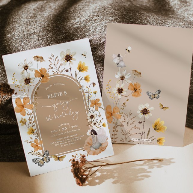 Fall Wildflower Fairy First Birthday Garden Party Invitation (Creator Uploaded)