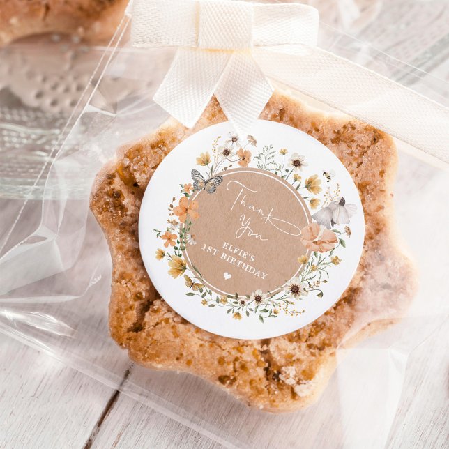 Fall Wildflower Fairy Princess Birthday Tea Party Classic Round Sticker (Creator Uploaded)