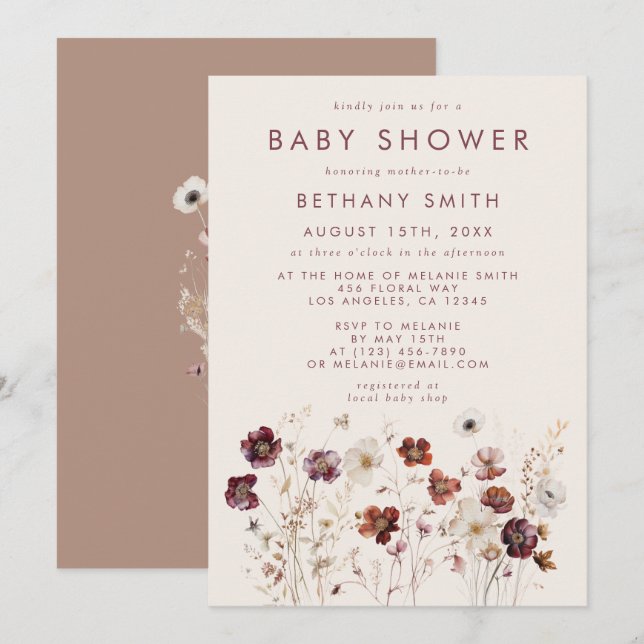 Fall Wildflower Field Baby Shower Invitation (Front/Back)
