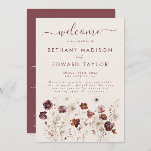 Fall Wildflower Field Beige Wedding Programme