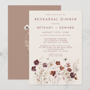 Fall Wildflower Field Rehearsal Dinner Invitation