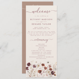 Fall Wildflower Field Wedding Programme