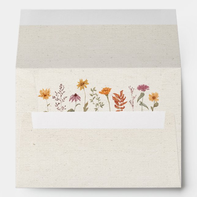 Fall Wildflower Garden Botanical Wedding Envelope (Back (Bottom))