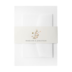Fall Wildflower Garden Floral Boho Chic wedding Invitation Belly Band