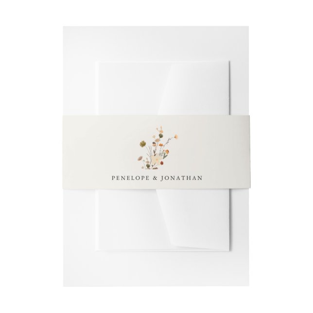 Fall Wildflower Garden Floral Boho Chic wedding Invitation Belly Band (Front Example)