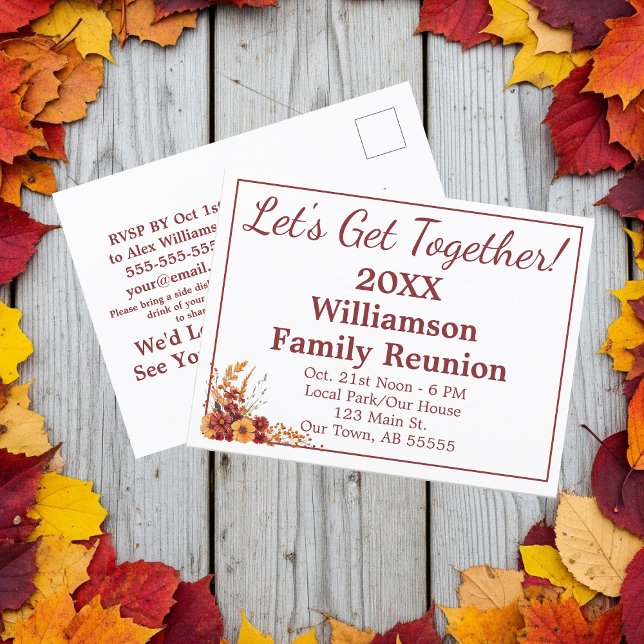 Fall Wildflower Get Together Reunion Postcard (Creator Uploaded)