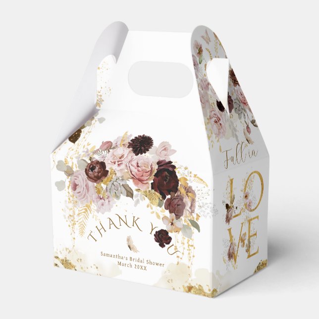 Fall Wildflower Gold Floral Bridal Shower Favour Box (Front Side)