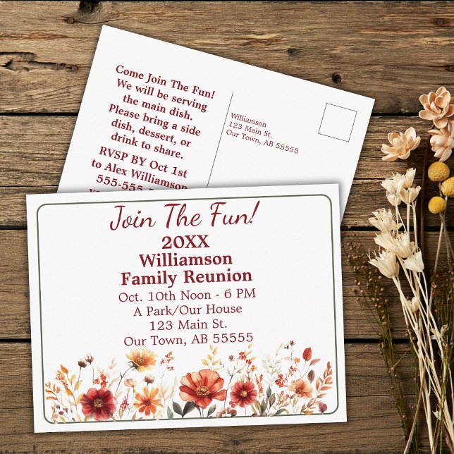 Fall Wildflower Join The Family Reunion Postcard (Creator Uploaded)