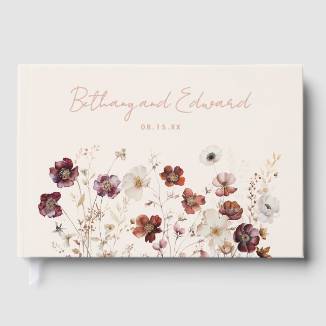 Fall Wildflower Meadow Wedding Guest Book (Front)