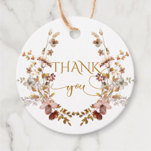 Fall Wildflower Minimalist Elegant Baby Shower Favour Tags