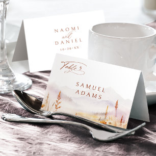 Fall Wildflower Mountain Foldable Place Card