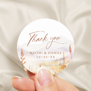 Fall Wildflower Mountain Rustic Thank You Favors Classic Round Sticker