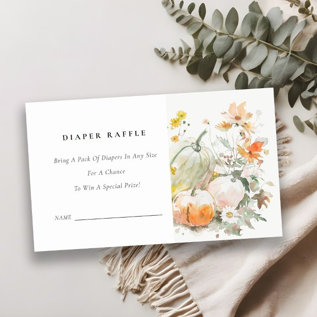 Fall Wildflower Pumpkin Diaper Raffle Baby Shower Enclosure Card (Creator Uploaded)