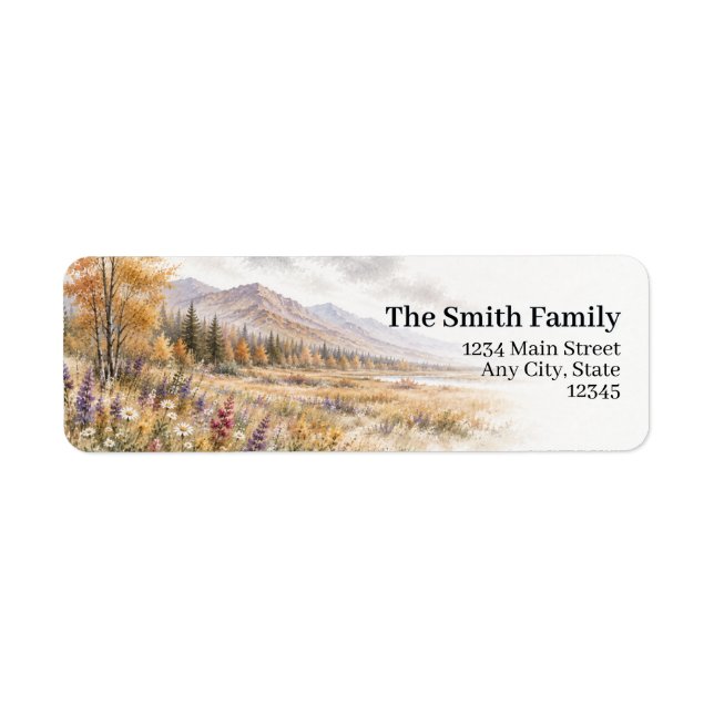 Fall Wildflower Return Address Labels | Mountains (Front)