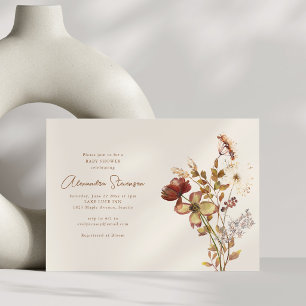 Fall Wildflower Watercolor Script Baby Shower Invitation