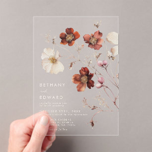 Fall Wildflower Wedding Acrylic Invitations