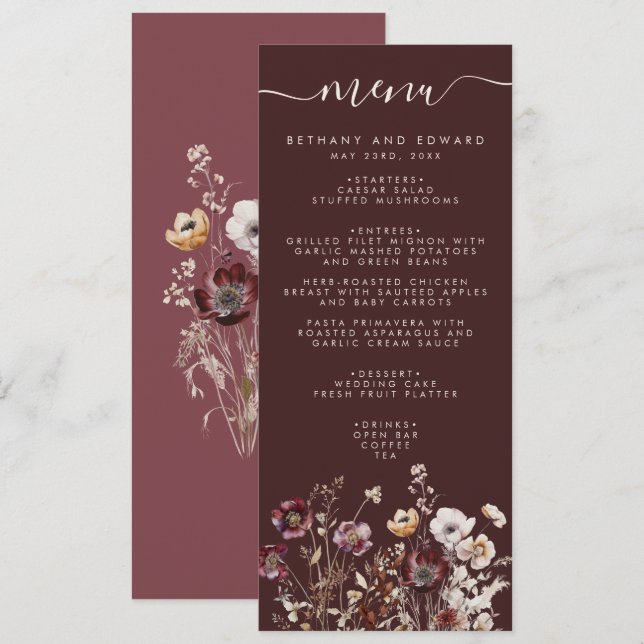 Fall Wildflower Wedding Menu (Front/Back)