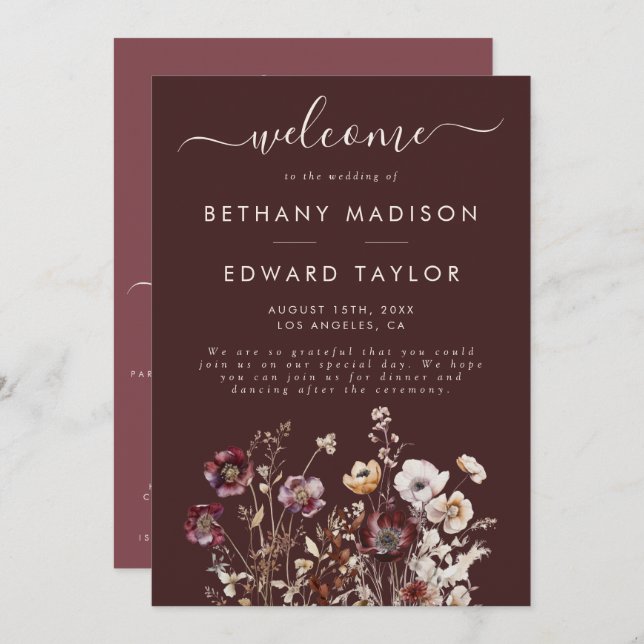 Fall Wildflower Wedding Programme (Front/Back)