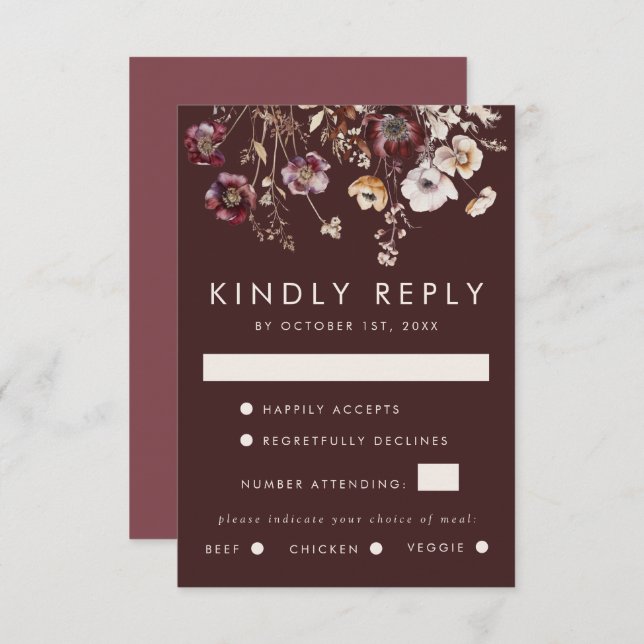 Fall Wildflower Wedding RSVP Card (Front/Back)