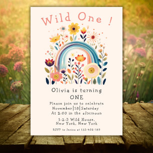 Fall Wildflower Wild One First Birthday Invitation