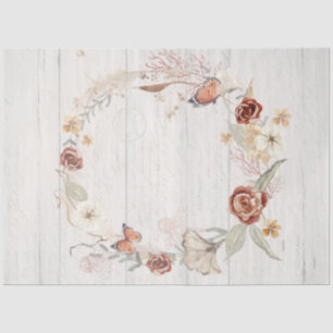 Fall Wildflower Wreath Butterfly Pampas Decoupage Tissue Paper