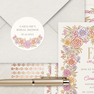 Fall Wildflowers Autumn Floral Bridal Shower Classic Round Sticker