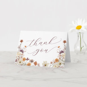 Fall Wildflowers Baby Shower Folded Thank You Card