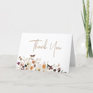 Fall Wildflowers Bridal Shower Folded Thank You Card