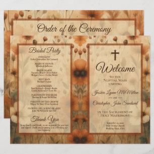 Fall Wildflowers DIY Fold Catholic Wedding Program