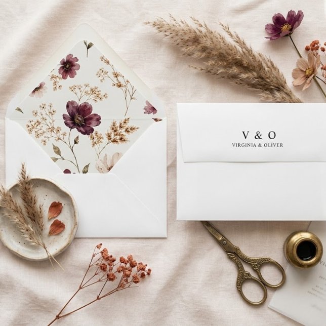 Fall Wildflowers Floral Wedding  Envelope (Creator Uploaded)