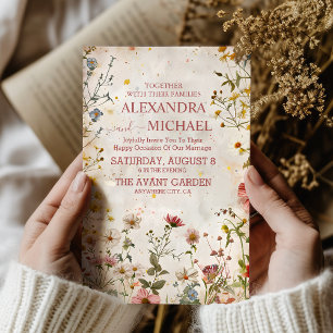 Fall Wildflowers Floral Wedding  Invitation