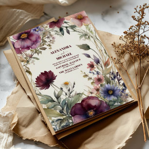 Fall Wildflowers Floral Wedding Invitation