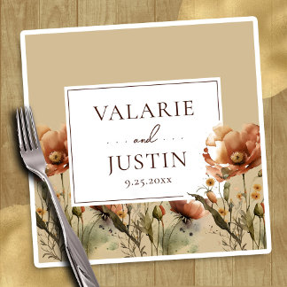 Fall Wildflowers Floral Wedding Napkins