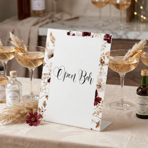 Fall Wildflowers Floral Wedding  Pedestal Sign