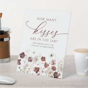Fall Wildflowers How Many Kisses Are In The Jar Pedestal Sign