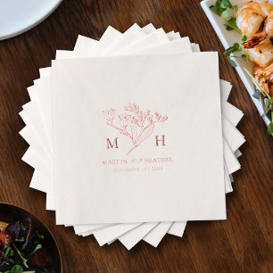 fall wildflowers monogramed Foil Stamped Napkins