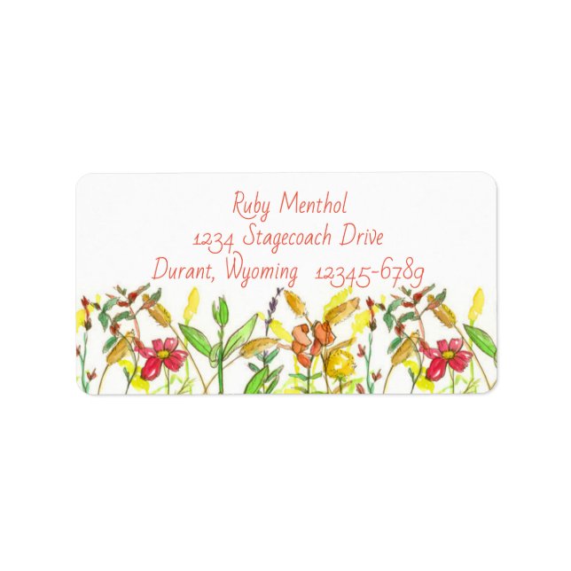 Fall Wildflowers Orange Snapdragons Foxtail Label (Front)