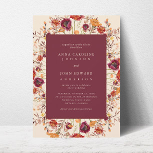 Fall Wildflowers & Photo Website Autumn Wedding Invitation