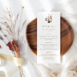 Fall Wildflowers Wedding Menu<br><div class="desc">Fall Wildflowers Wedding Menu with the heading "menu" in brown modern calligraphy font on a terracotta background. Edit with your names,  wedding date and menu in brown. Click "customise further" to adjust layout.</div>
