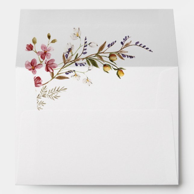 Fall Wildflowers Wedding Return Address Envelope (Back (Bottom))