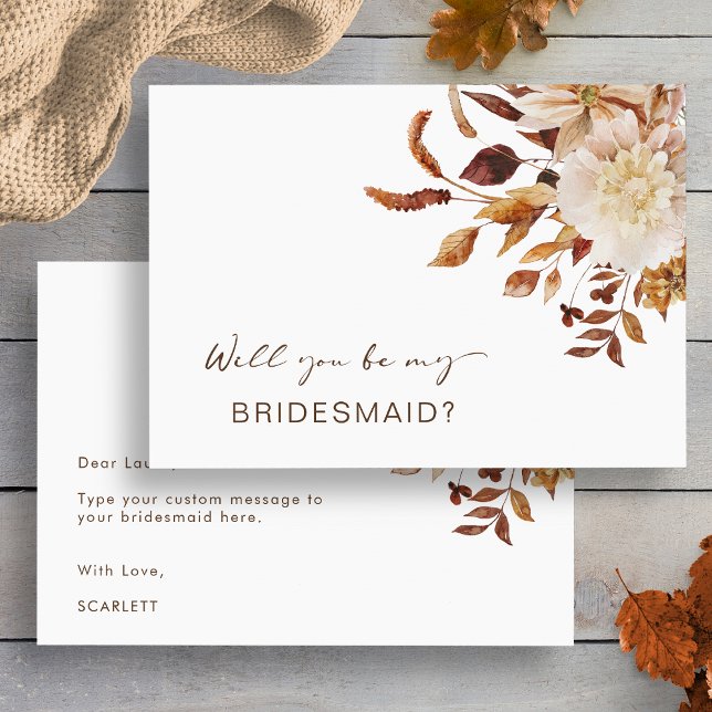 Fall Will You Be My Bridesmaid Proposal Card (Fall Terracotta Floral Will You Be My Bridesmaid Proposal Card by Painted Paperie
)