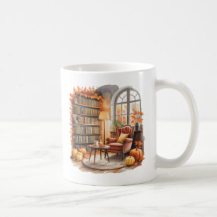 Fall Window Reading Mug — Cozy Chair & Books