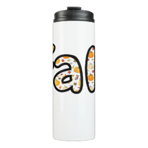 Fall with Pumpkin Background Autumn Season Printab Thermal Tumbler