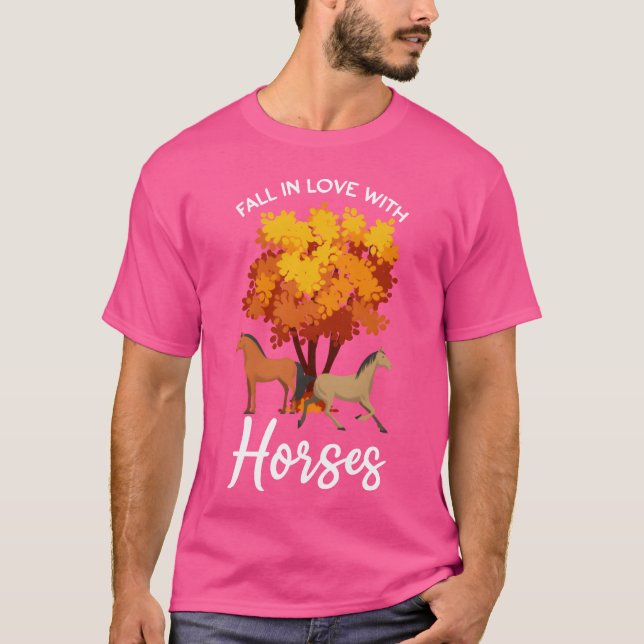 Fall Women Autumn Horses funny T-Shirt (Front)